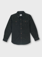 Boys Olive Solid Regular Fit Shirt Full Sleeves