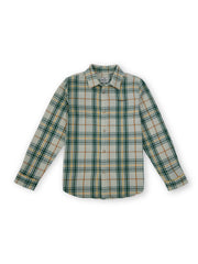 Boys Green Checked Regular Fit Shirt Everyday