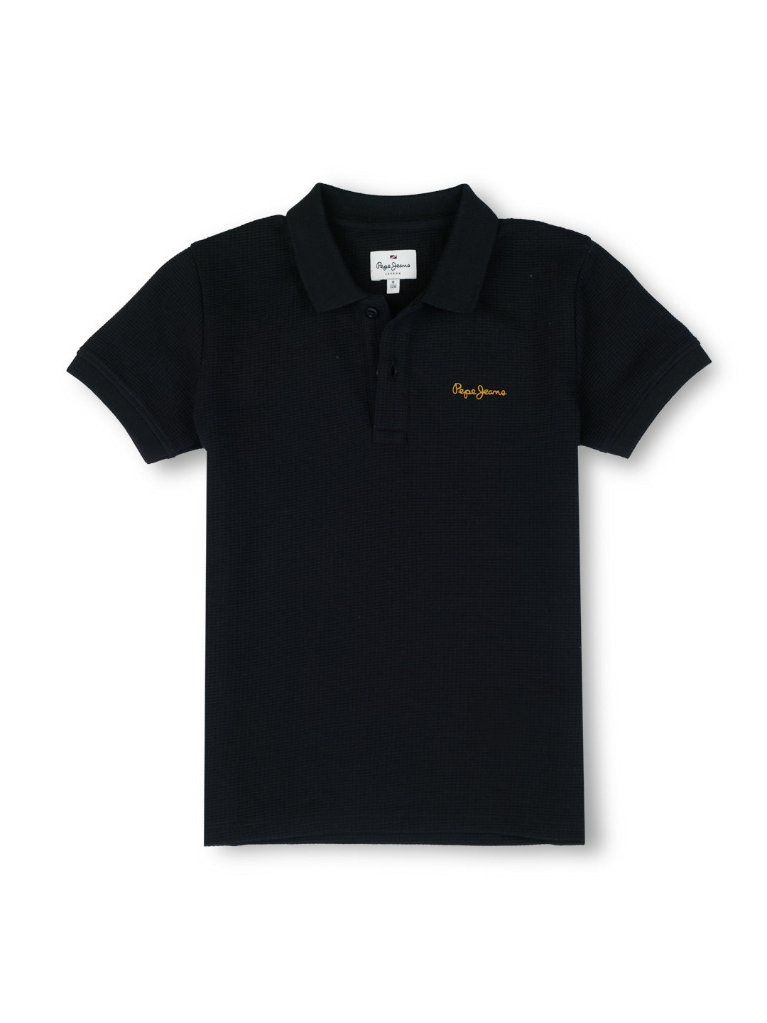 Boys Black Graphic Print Regular Fit Polo