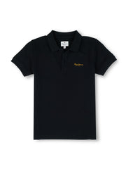 Boys Black Graphic Print Regular Fit Polo