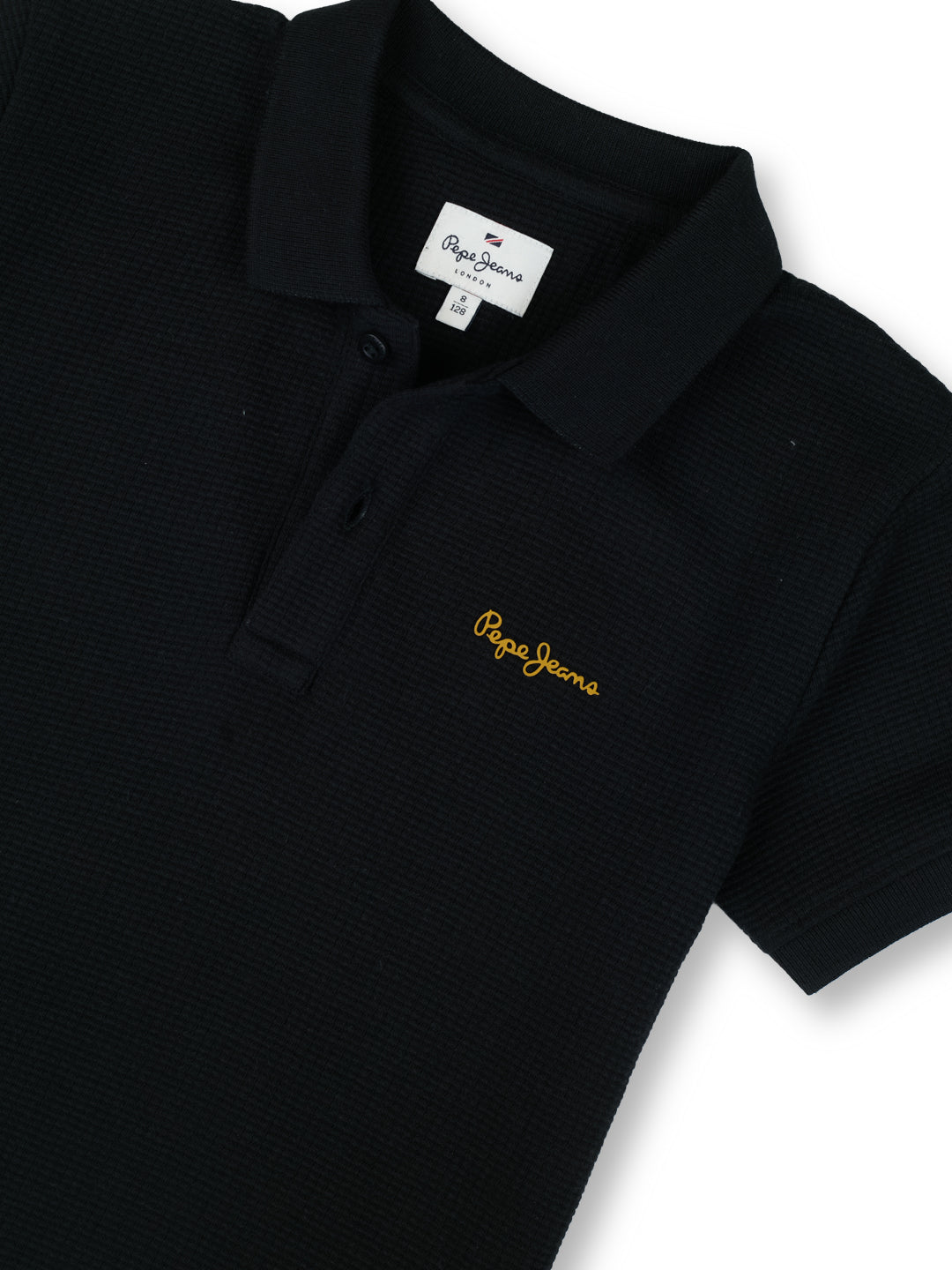 Boys Black Graphic Print Regular Fit Polo