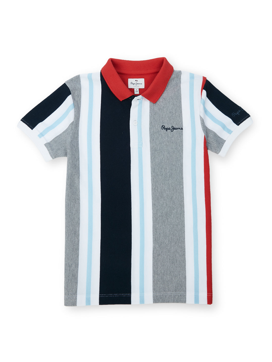 Boys Red Striped Regular Fit Polo