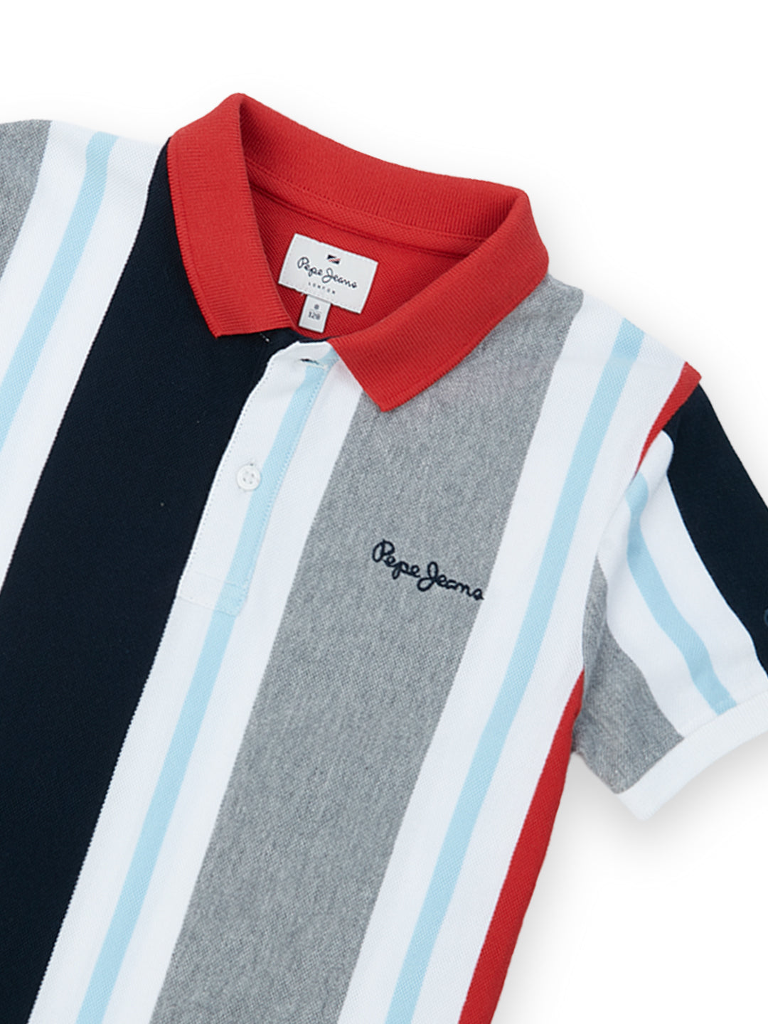 Boys Red Striped Regular Fit Polo