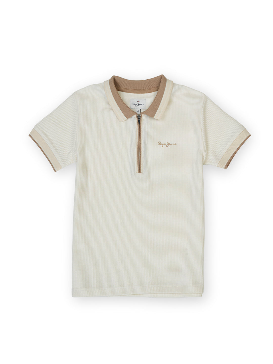 Boys Ecru Graphic Print Regular Fit Polo