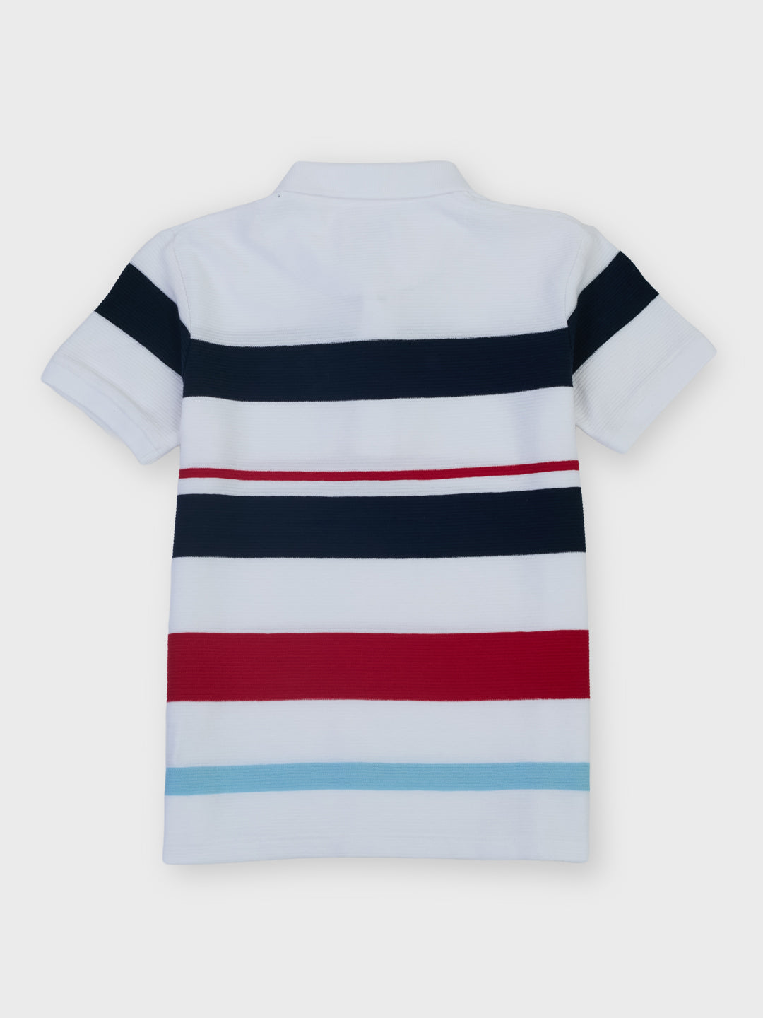 Boys White Striped Regular Fit Polo