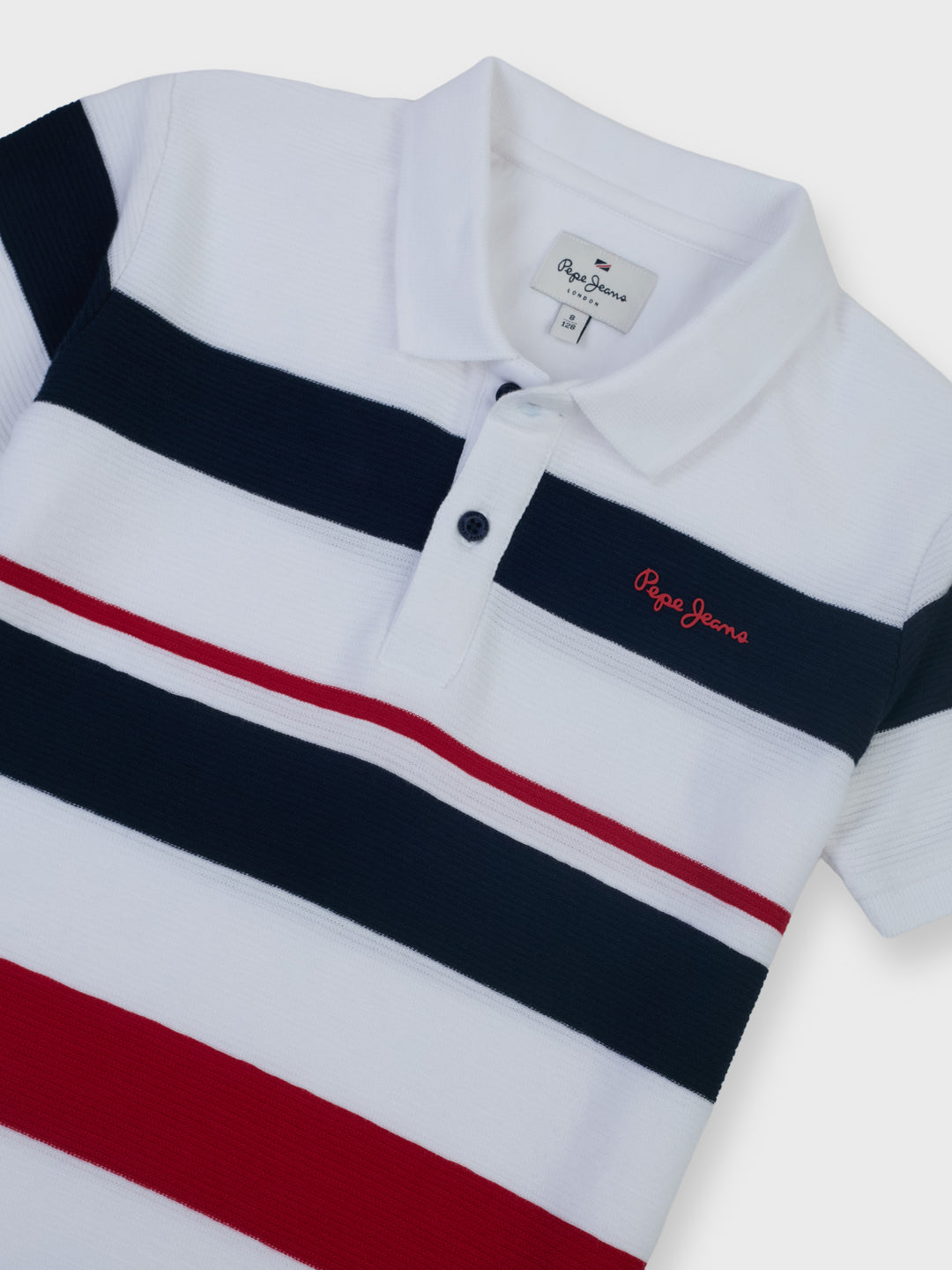 Boys White Striped Regular Fit Polo