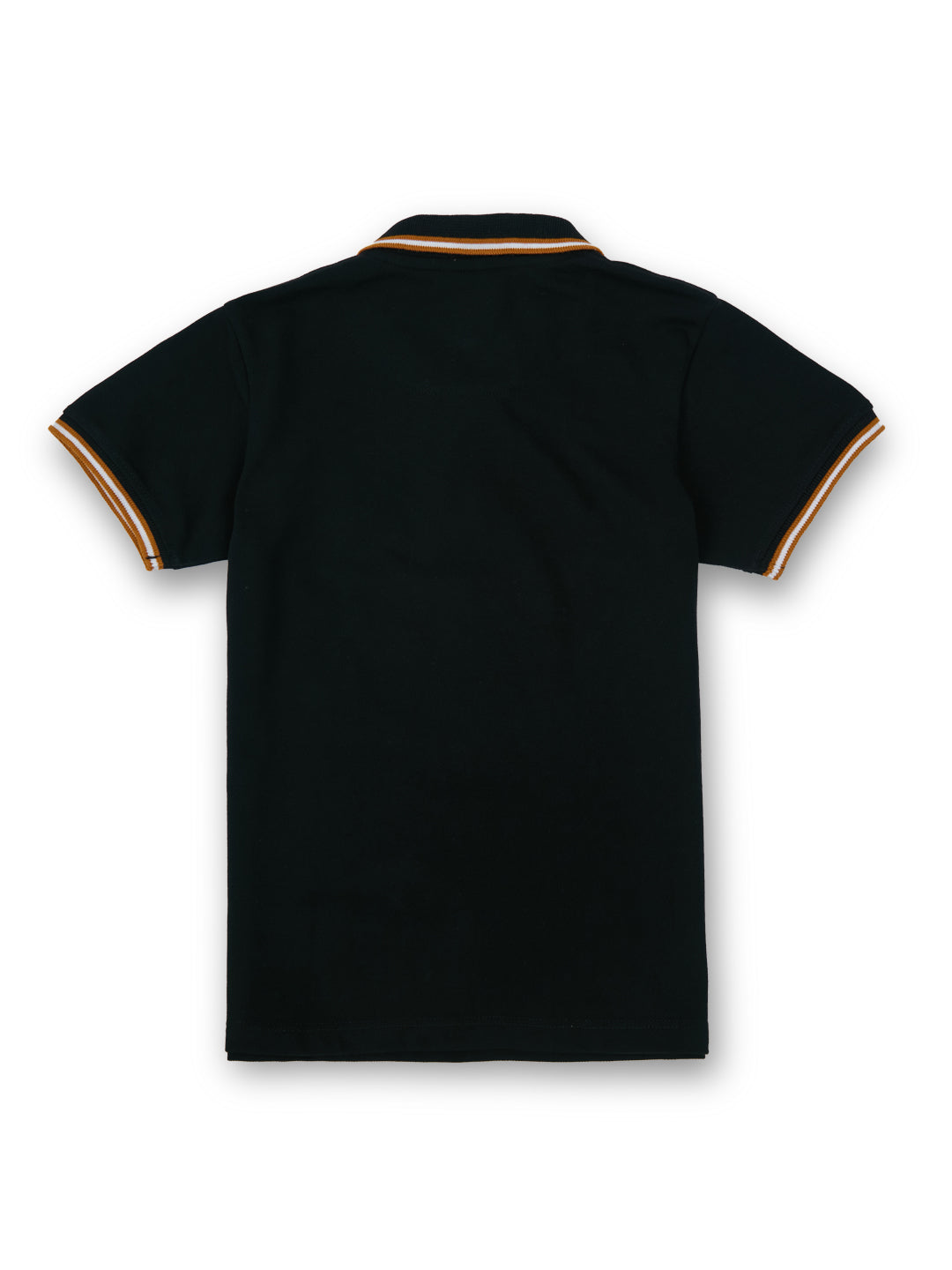 Boys Black Graphic Print Regular Fit Polo Short Sleeves