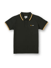 Boys Olive Graphic Print Regular Fit Polo