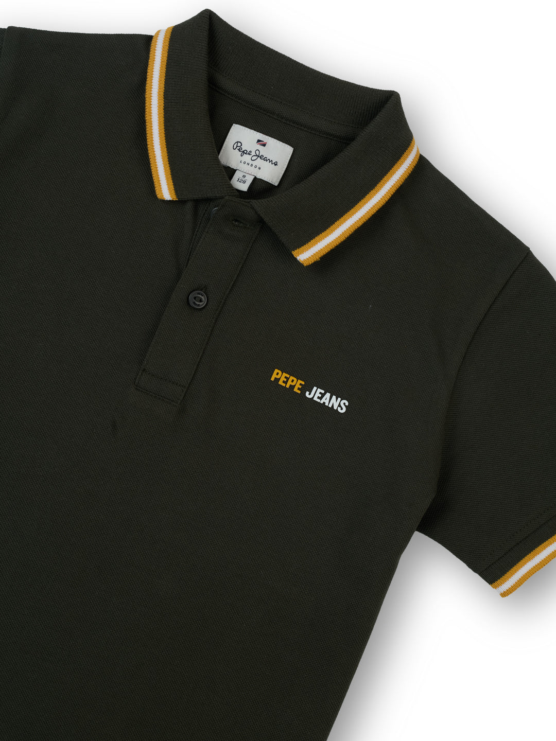 Boys Olive Graphic Print Regular Fit Polo