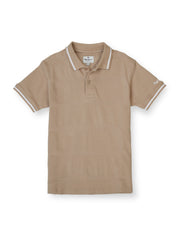 Boys Co Beige Striped Regular Fit Polo