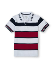 Boys Navy Striped Regular Fit Polo
