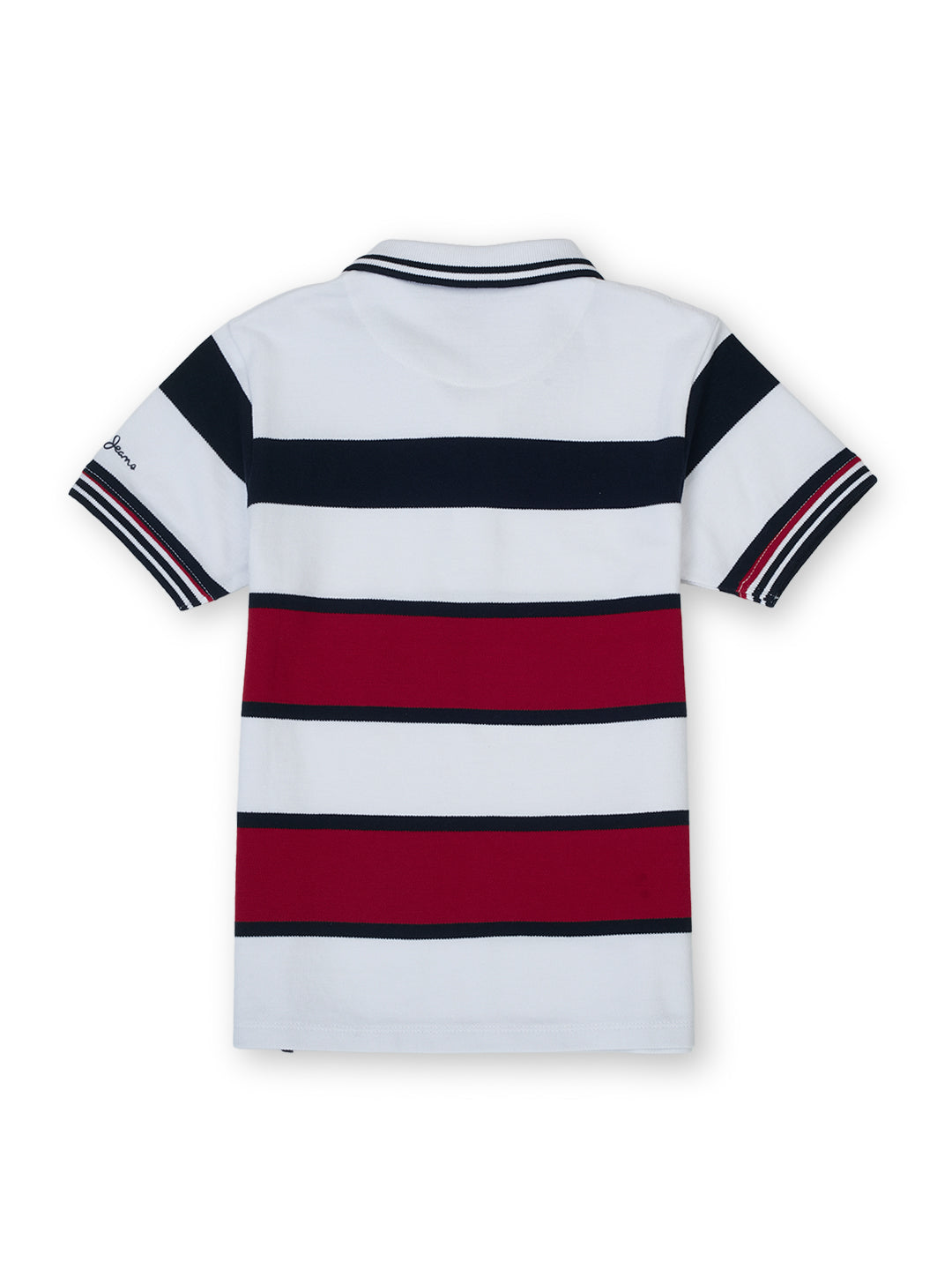 Boys Navy Striped Regular Fit Polo