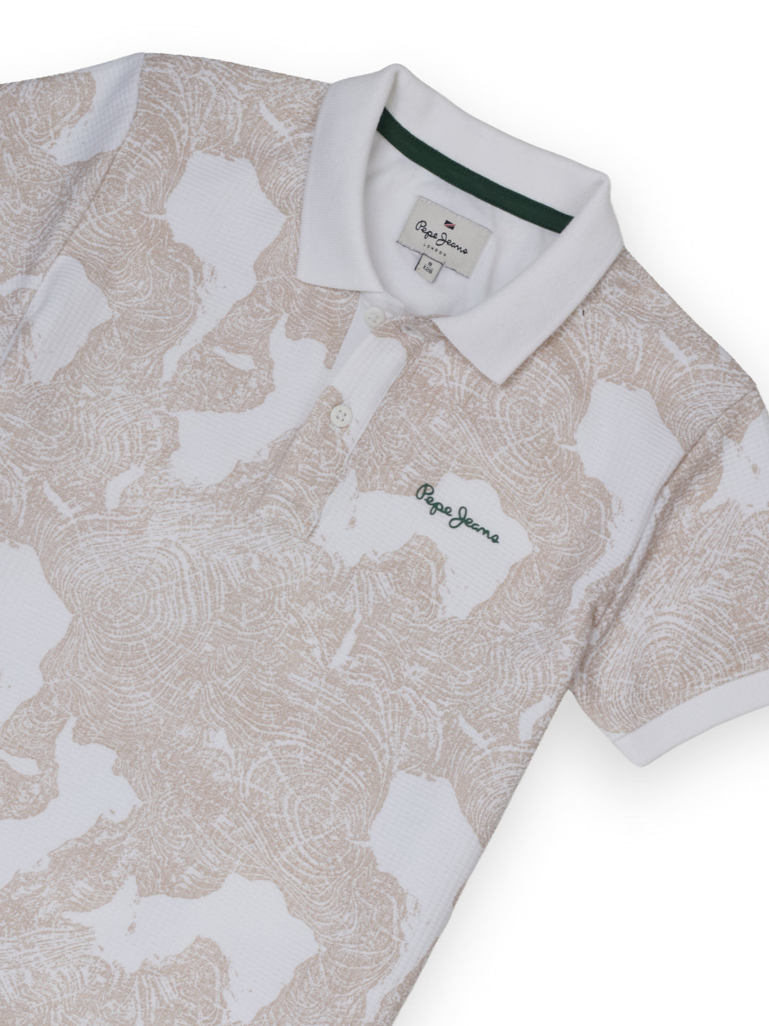 Boys Beige Graphic Print Regular Fit Polo