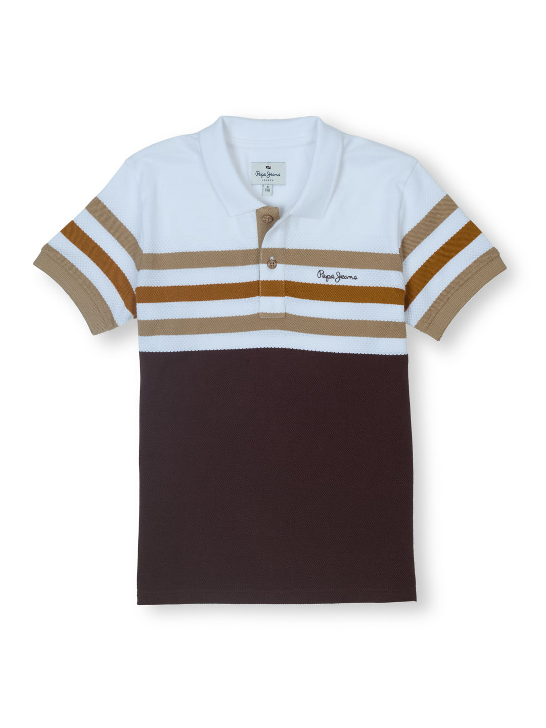 Boys Brown Striped Regular Fit Polo