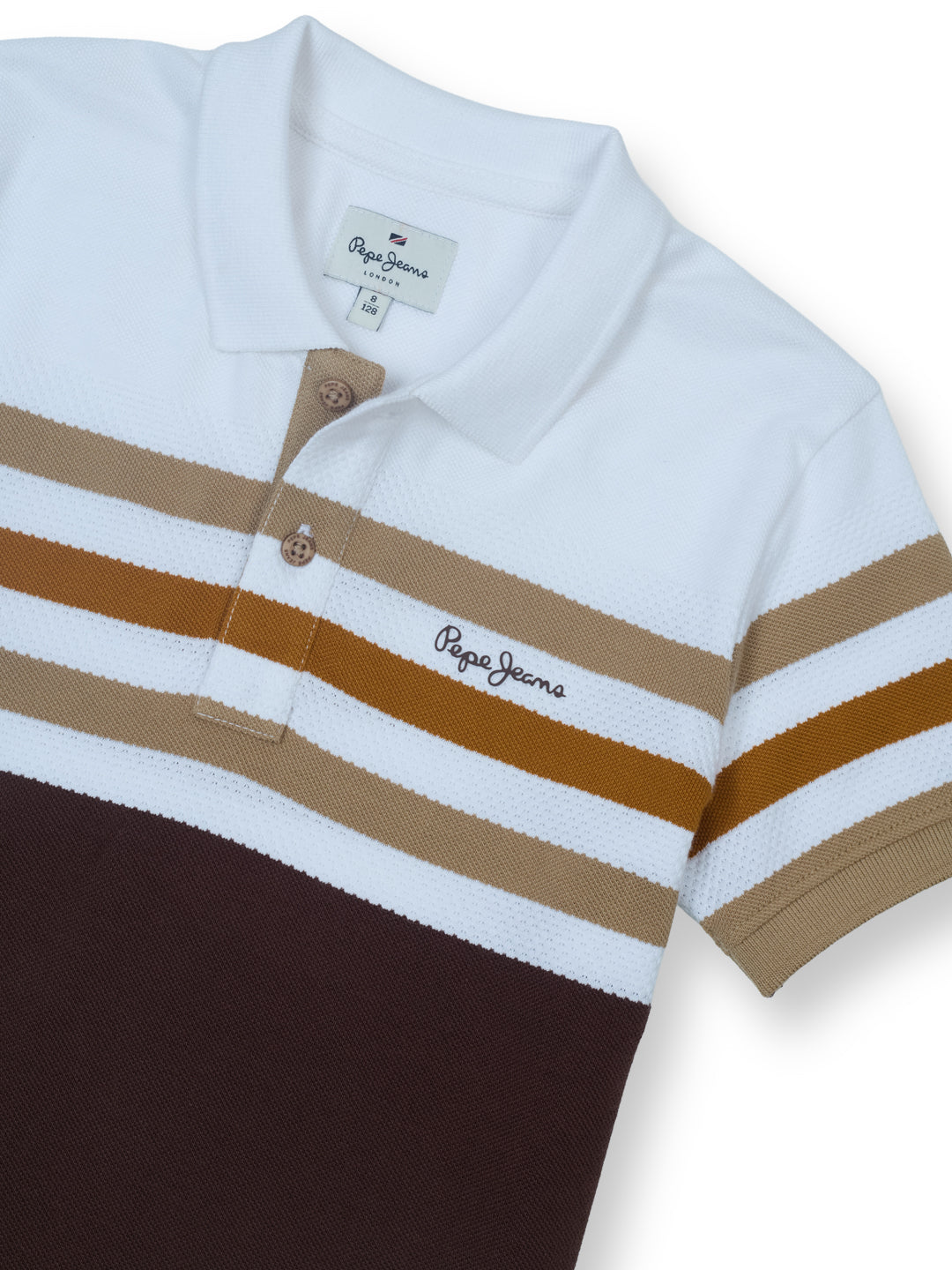 Boys Brown Striped Regular Fit Polo