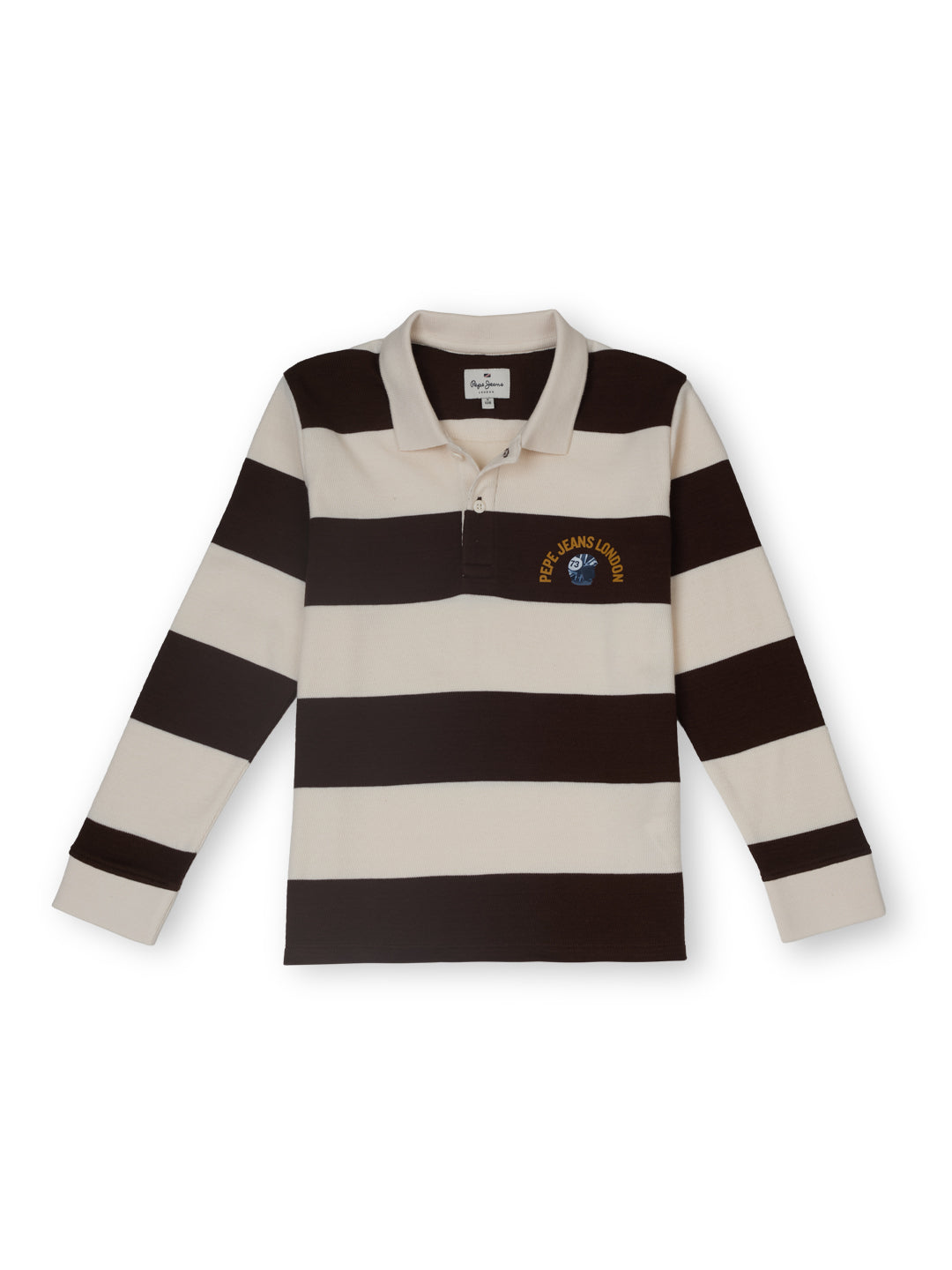 Boys Cocoa Striped Regular Fit Polo