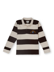 Boys Cocoa Striped Regular Fit Polo