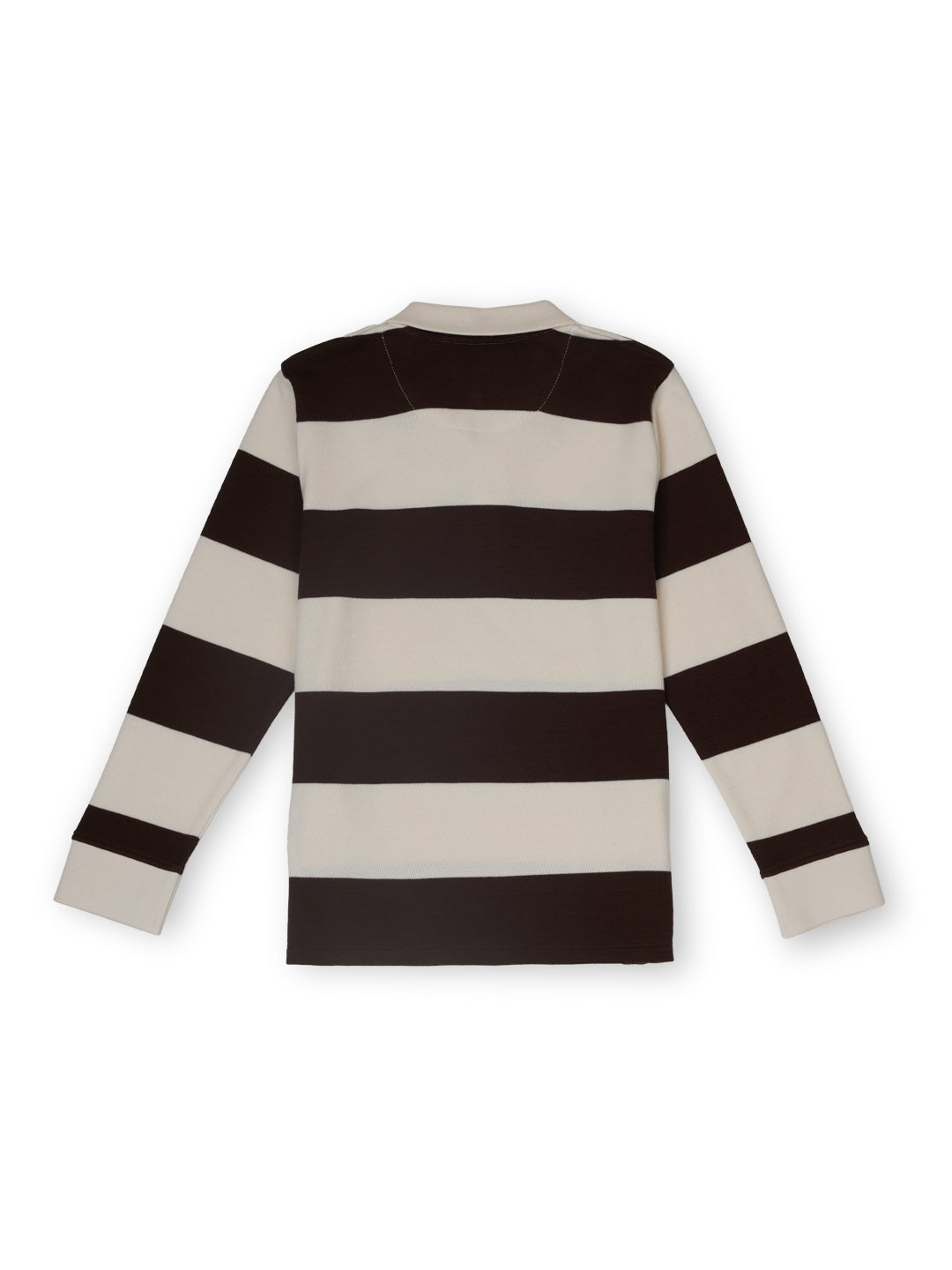 Boys Cocoa Striped Regular Fit Polo