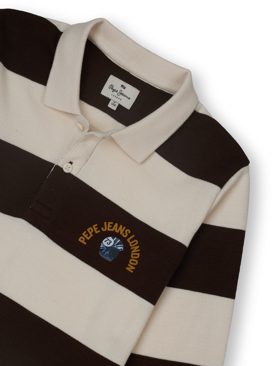 Boys Cocoa Striped Regular Fit Polo