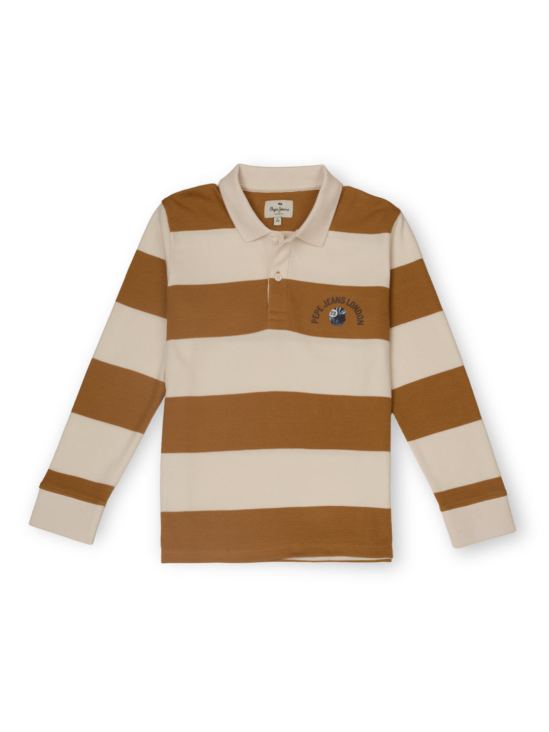 Boys Tobacco Striped Regular Fit Polo