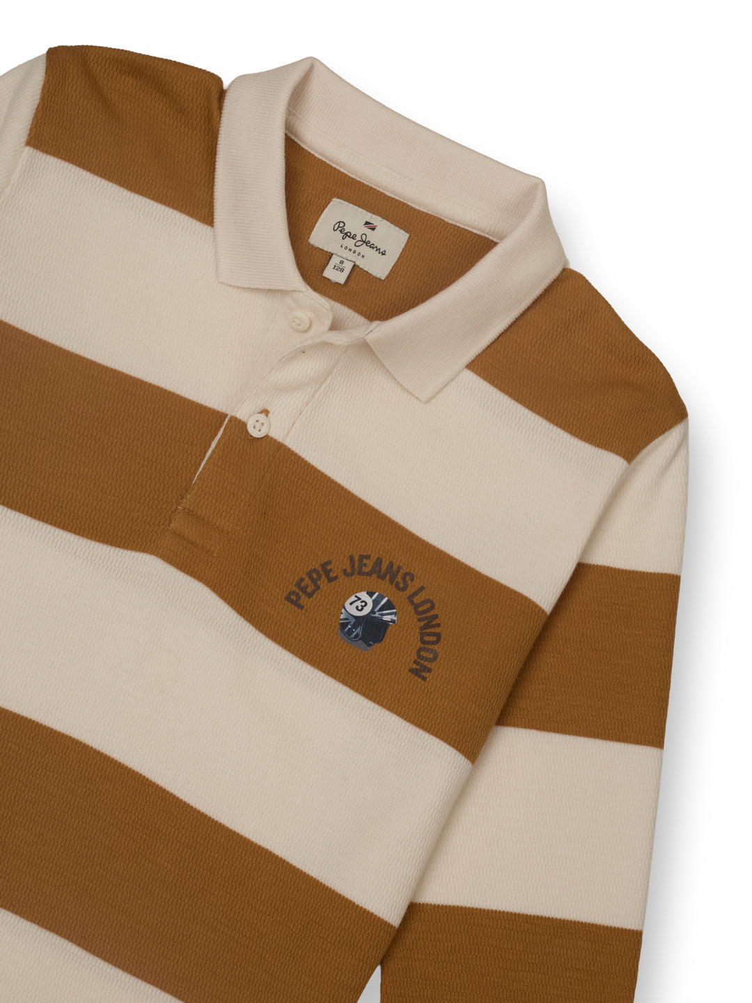 Boys Tobacco Striped Regular Fit Polo