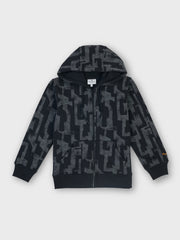 Boys Black Distressed Regular Fit Sweatshirt