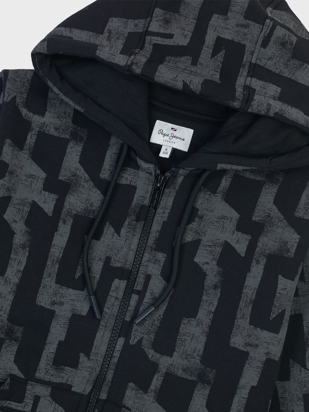 Boys Black Distressed Regular Fit Sweatshirt