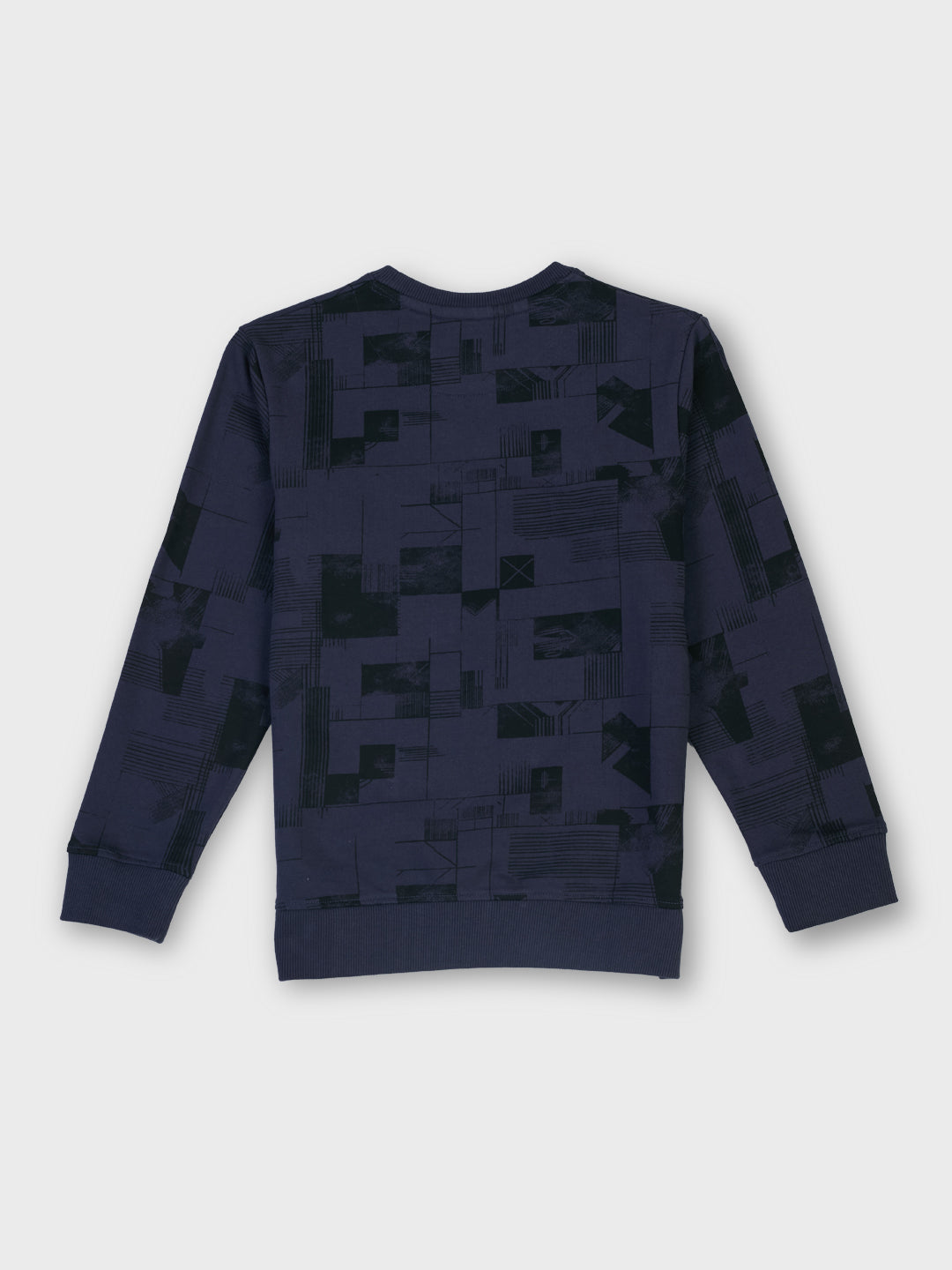Boys Steel Grey Abstract Regular Fit Sweatshirt