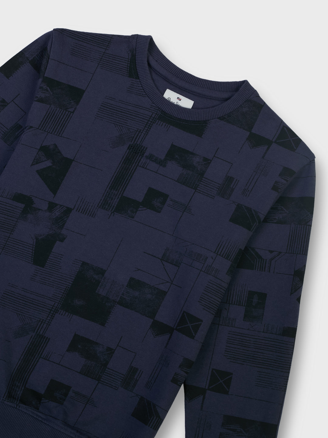 Boys Steel Grey Abstract Regular Fit Sweatshirt