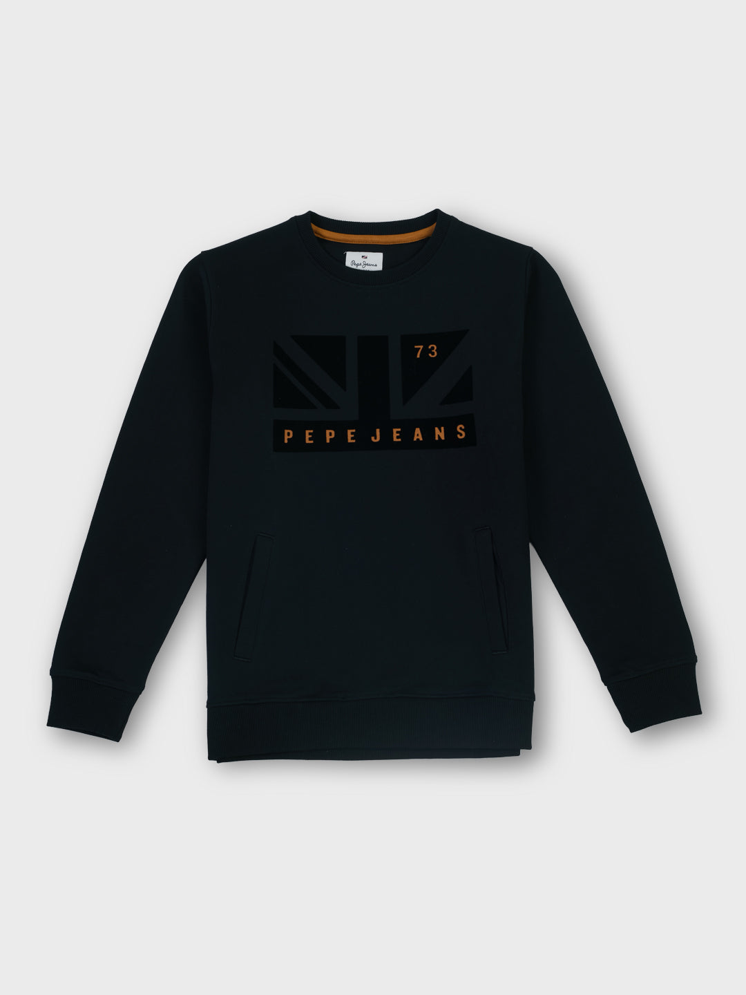 Boys Black Graphic Print Regular Fit Sweatshirt Crew Neck