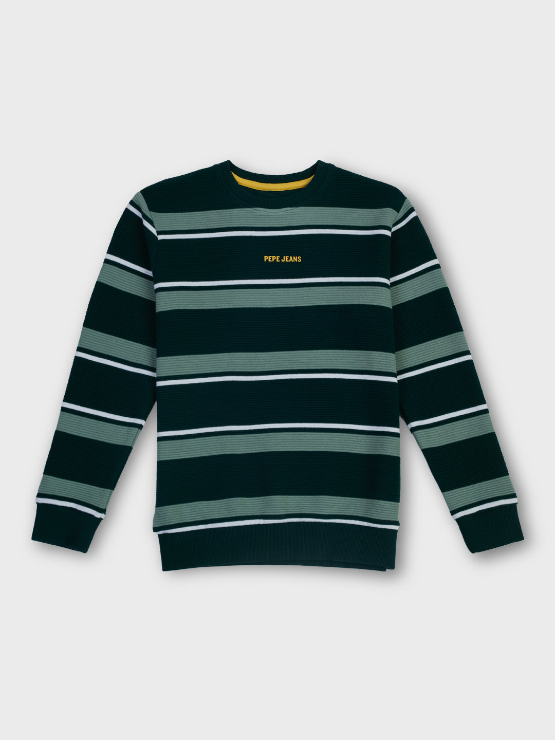 Boys Green Striped Regular Fit Sweatshirt
