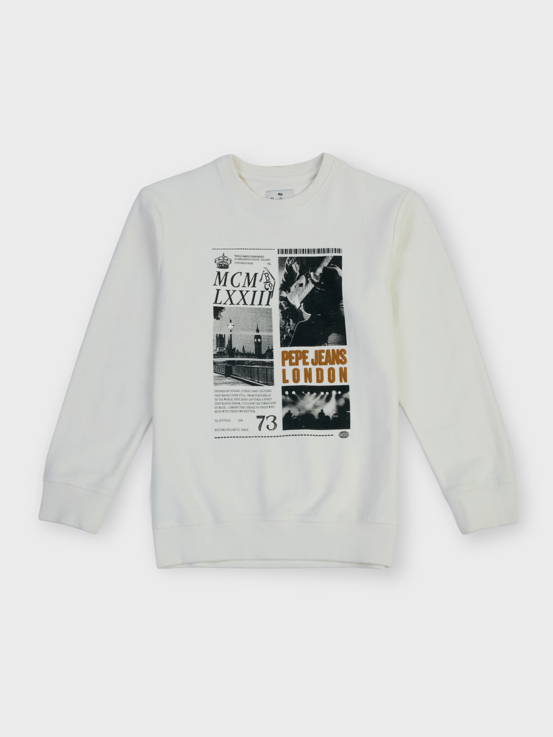 Boys Off White Graphic Print Regular Fit Sweatshirt Crew