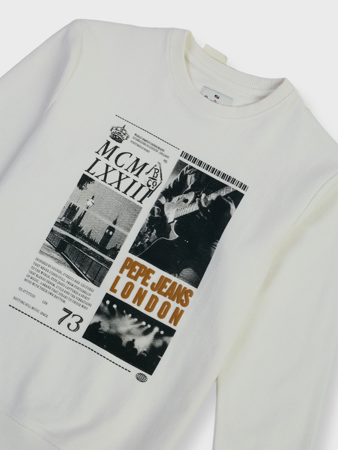 Boys Off White Graphic Print Regular Fit Sweatshirt Crew
