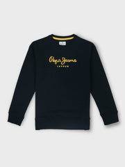 Boys Black Solid Regular Fit Sweatshirt