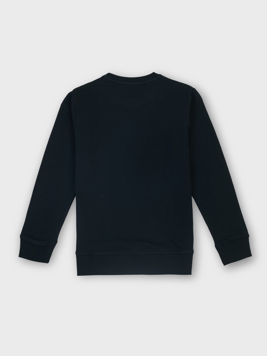 Boys Black Solid Regular Fit Sweatshirt
