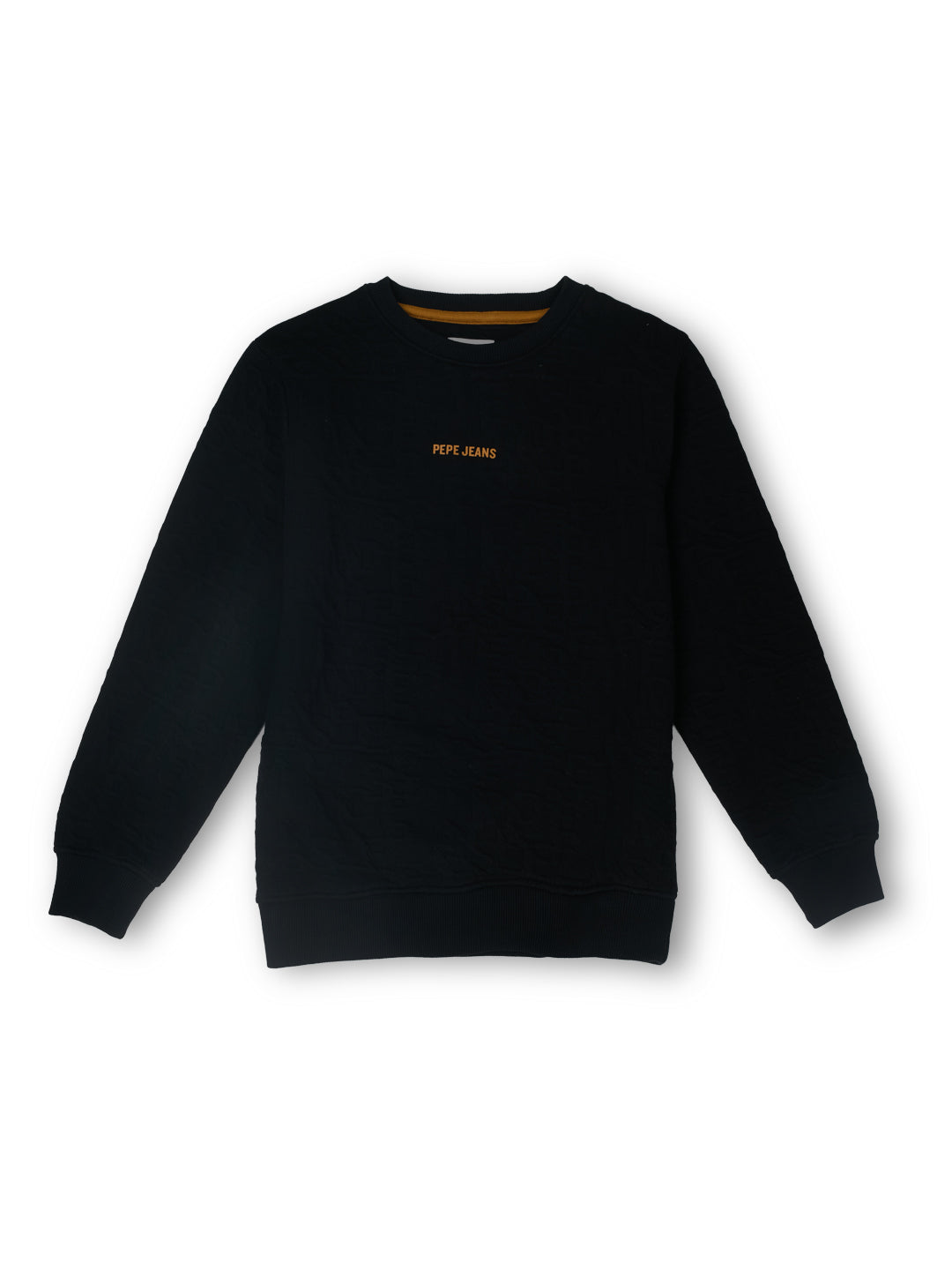 Boys Black Jacquard Regular Fit Sweatshirt