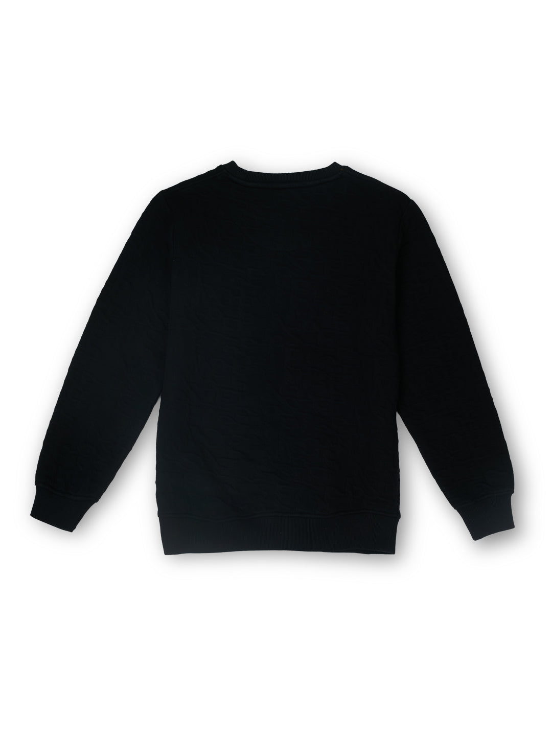 Boys Black Jacquard Regular Fit Sweatshirt