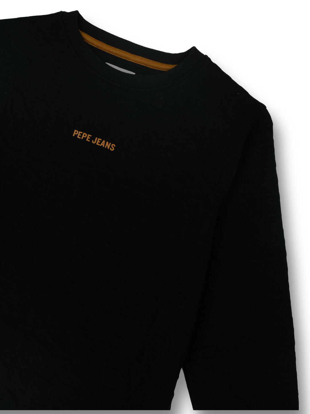 Boys Black Jacquard Regular Fit Sweatshirt