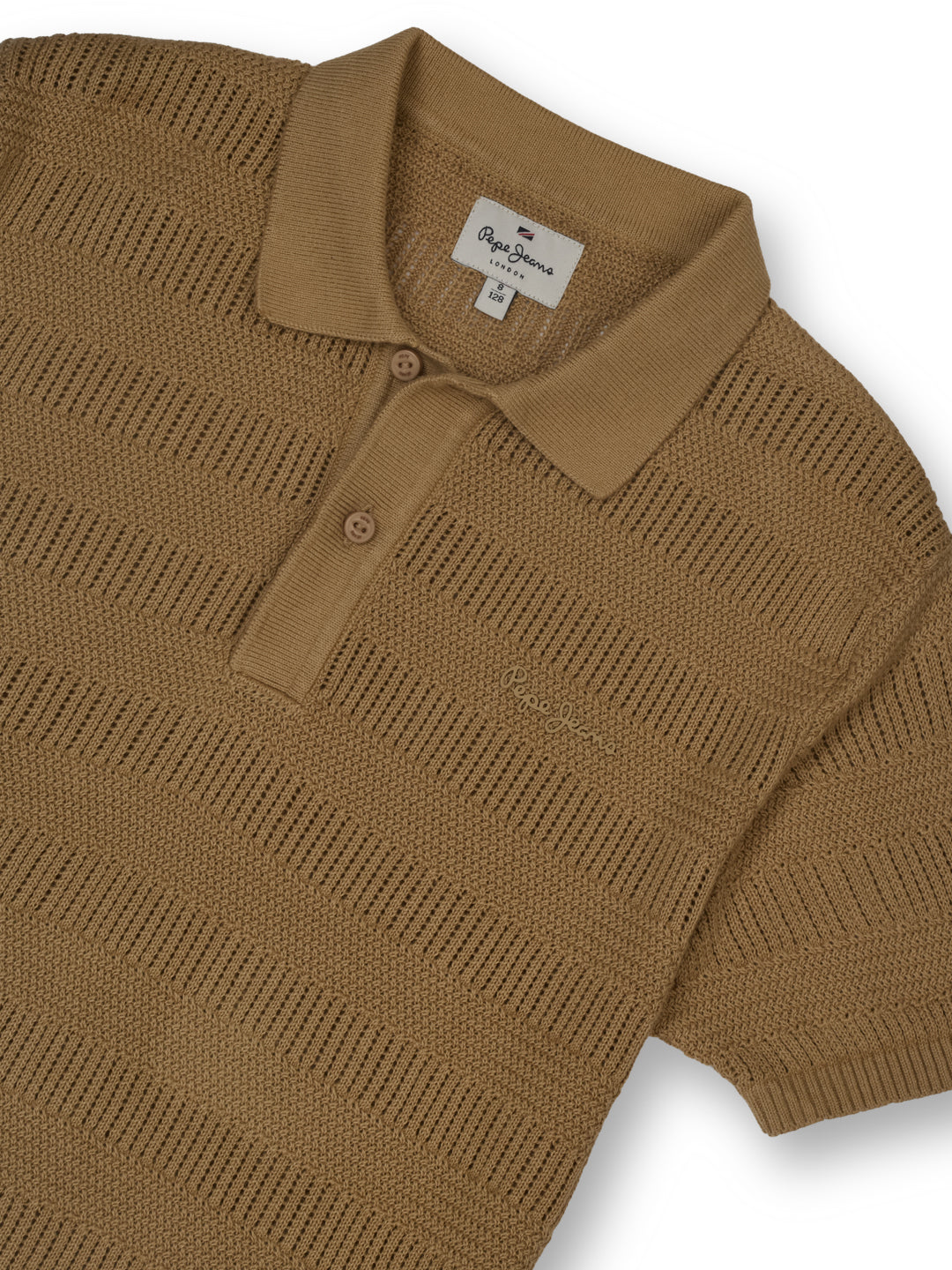 Boys Beige Striped Regular Fit Polo