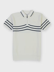 Boys White Striped Regular Fit Sweater