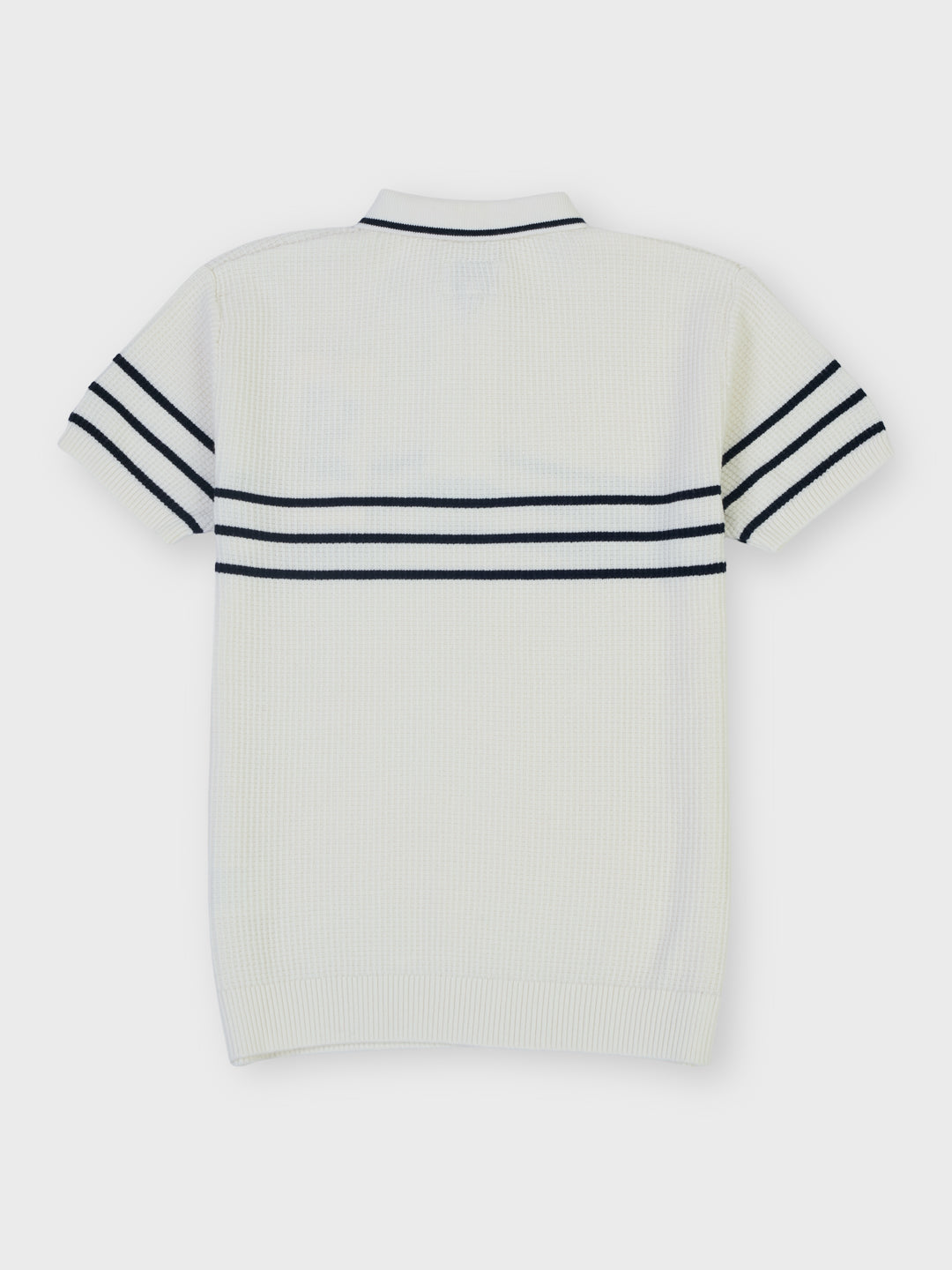 Boys White Striped Regular Fit Sweater