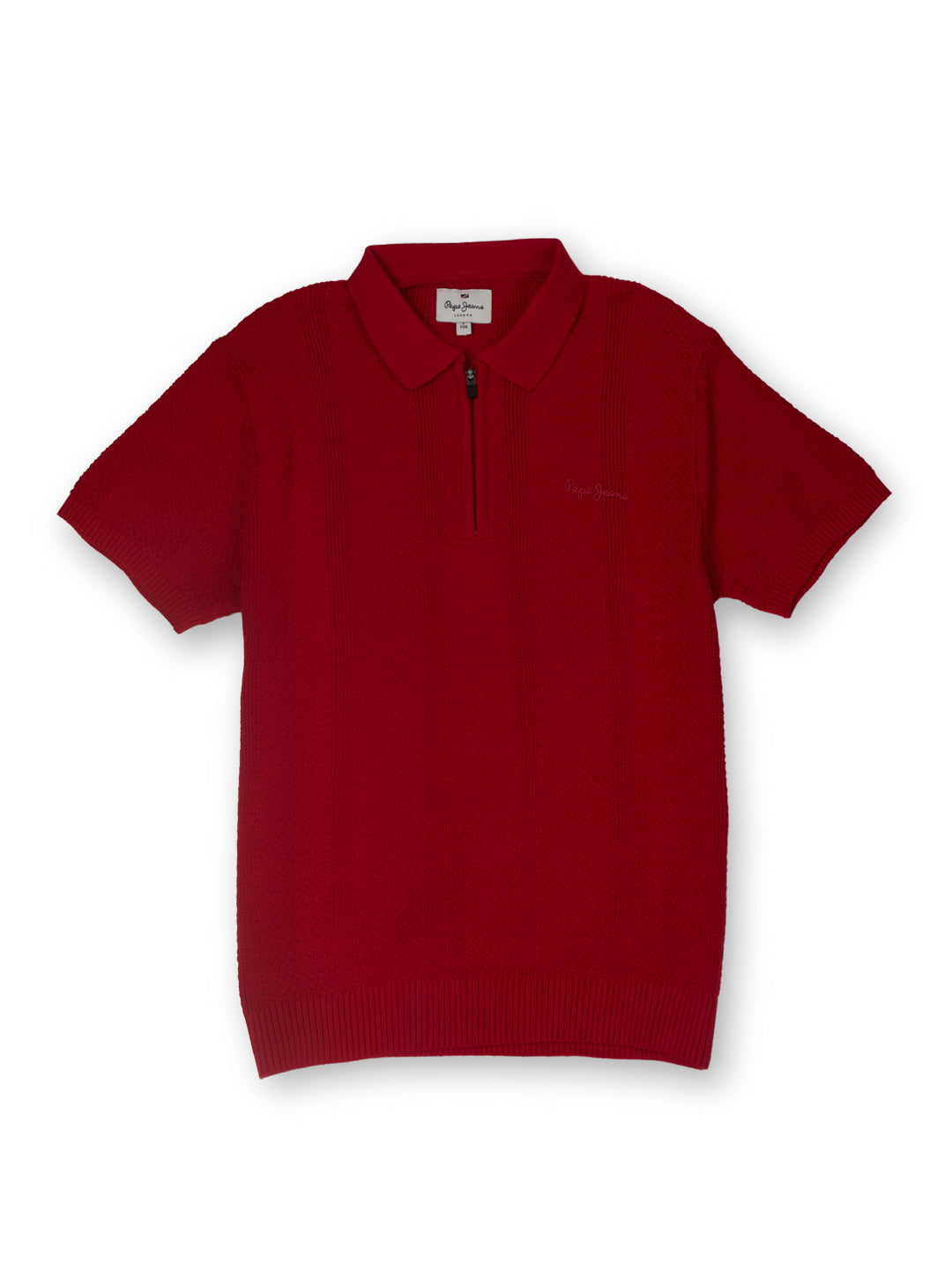 Boys Red Striped Regular Fit Polo Short Sleeves