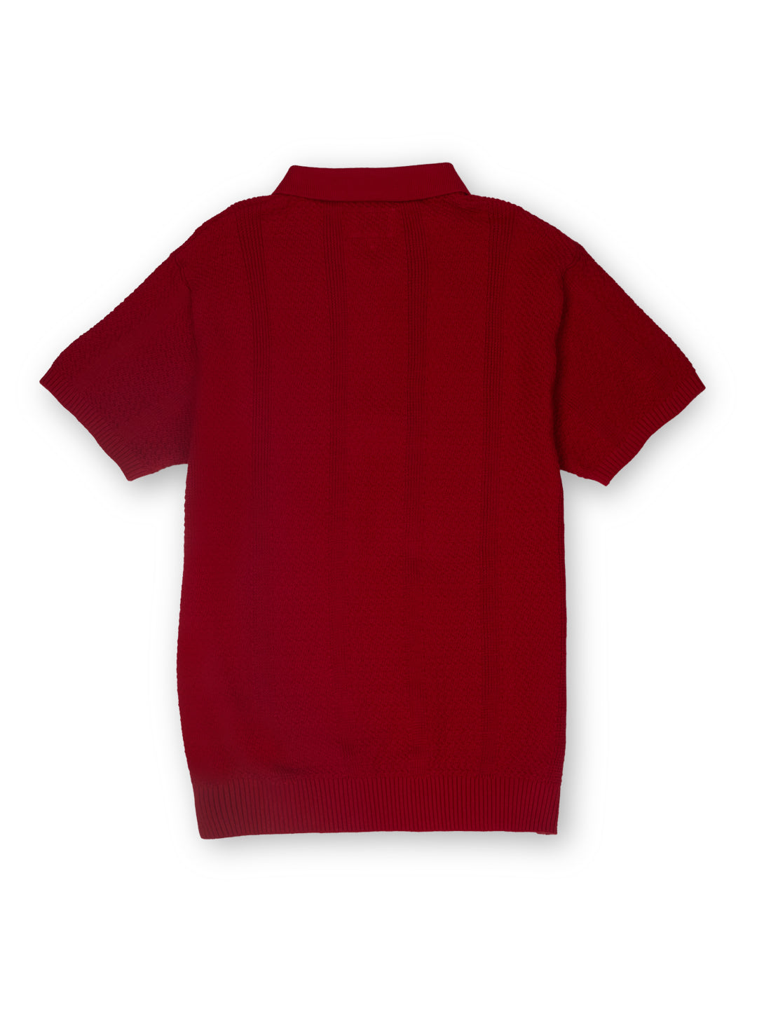 Boys Red Striped Regular Fit Polo Short Sleeves
