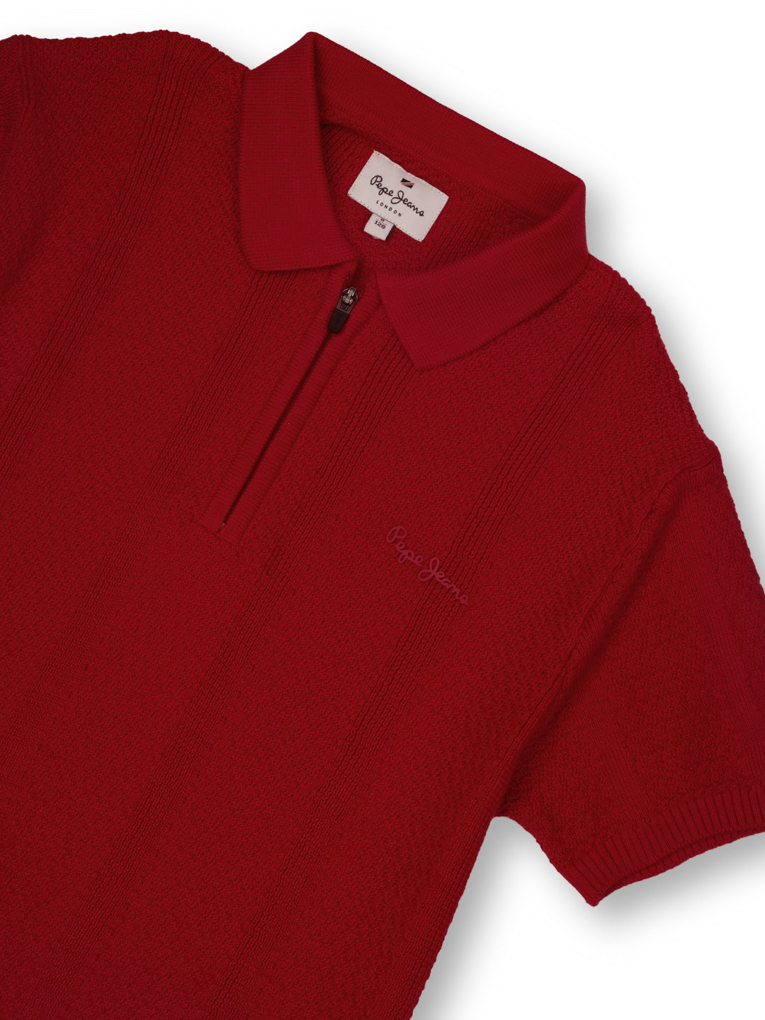 Boys Red Striped Regular Fit Polo Short Sleeves