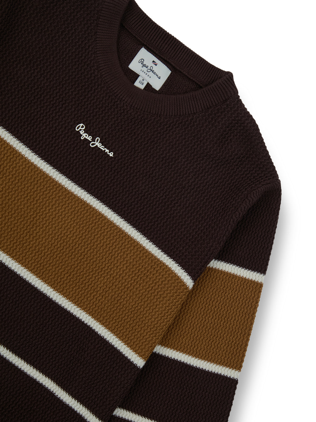 Boys Cocoa Powder Striped Regular Fit Sweater