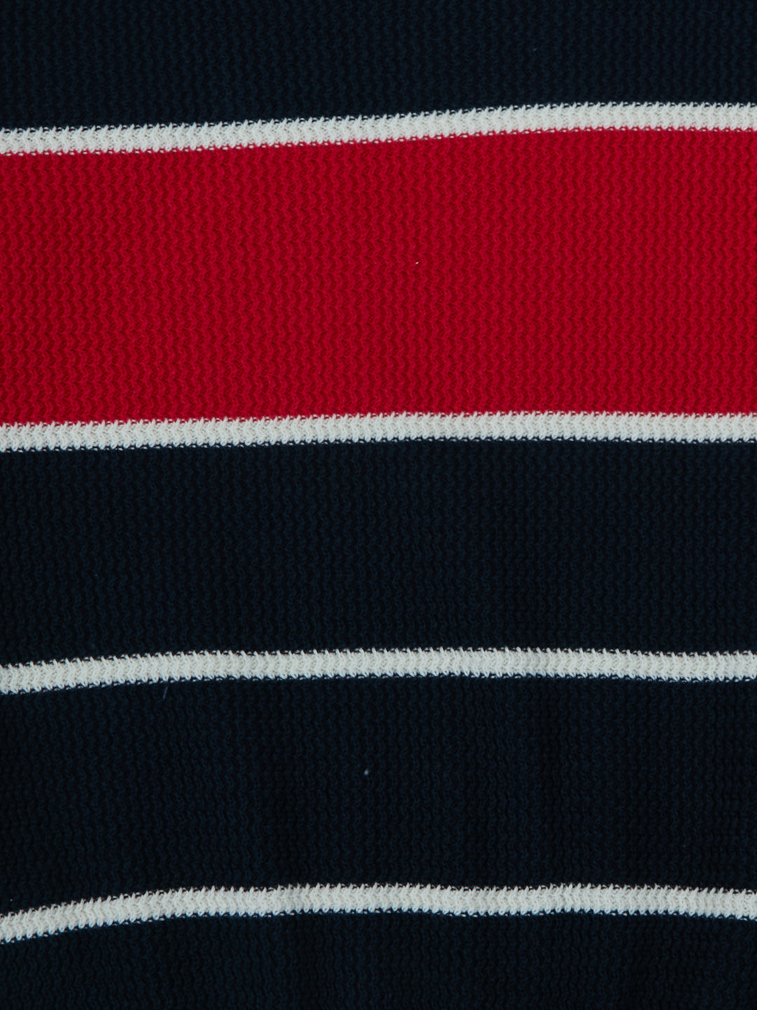 Boys Navy Striped Regular Fit Sweater Full Sleeves