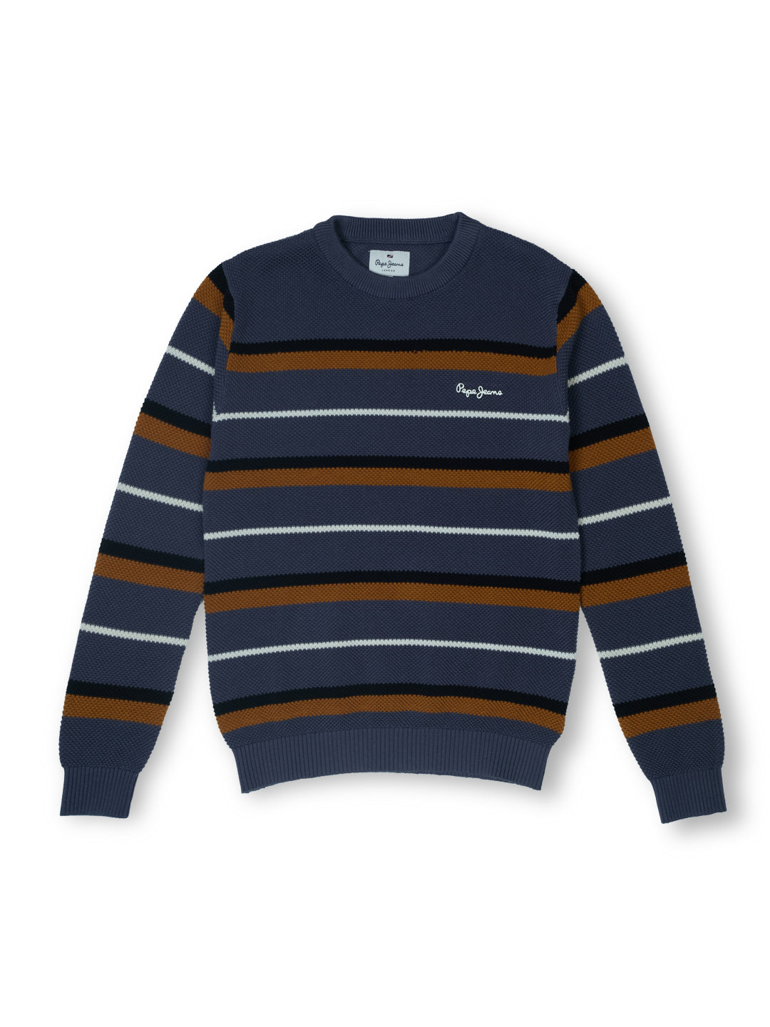 Boys Steel Grey Striped Regular Fit Sweater