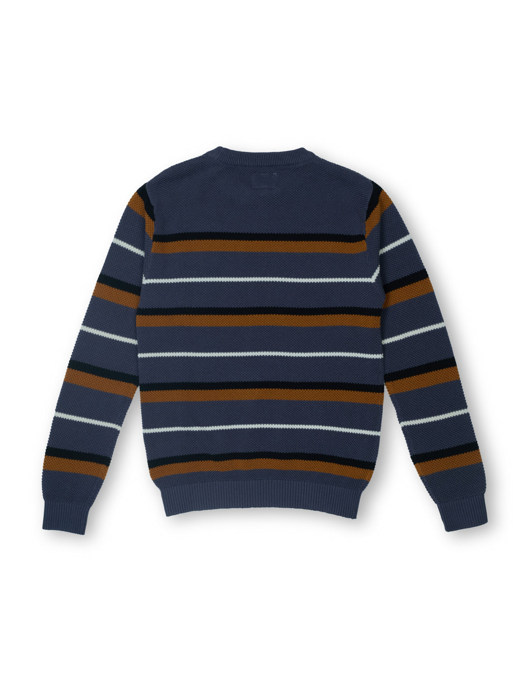Boys Steel Grey Striped Regular Fit Sweater