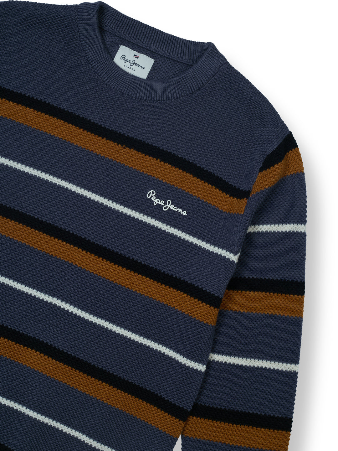 Boys Steel Grey Striped Regular Fit Sweater