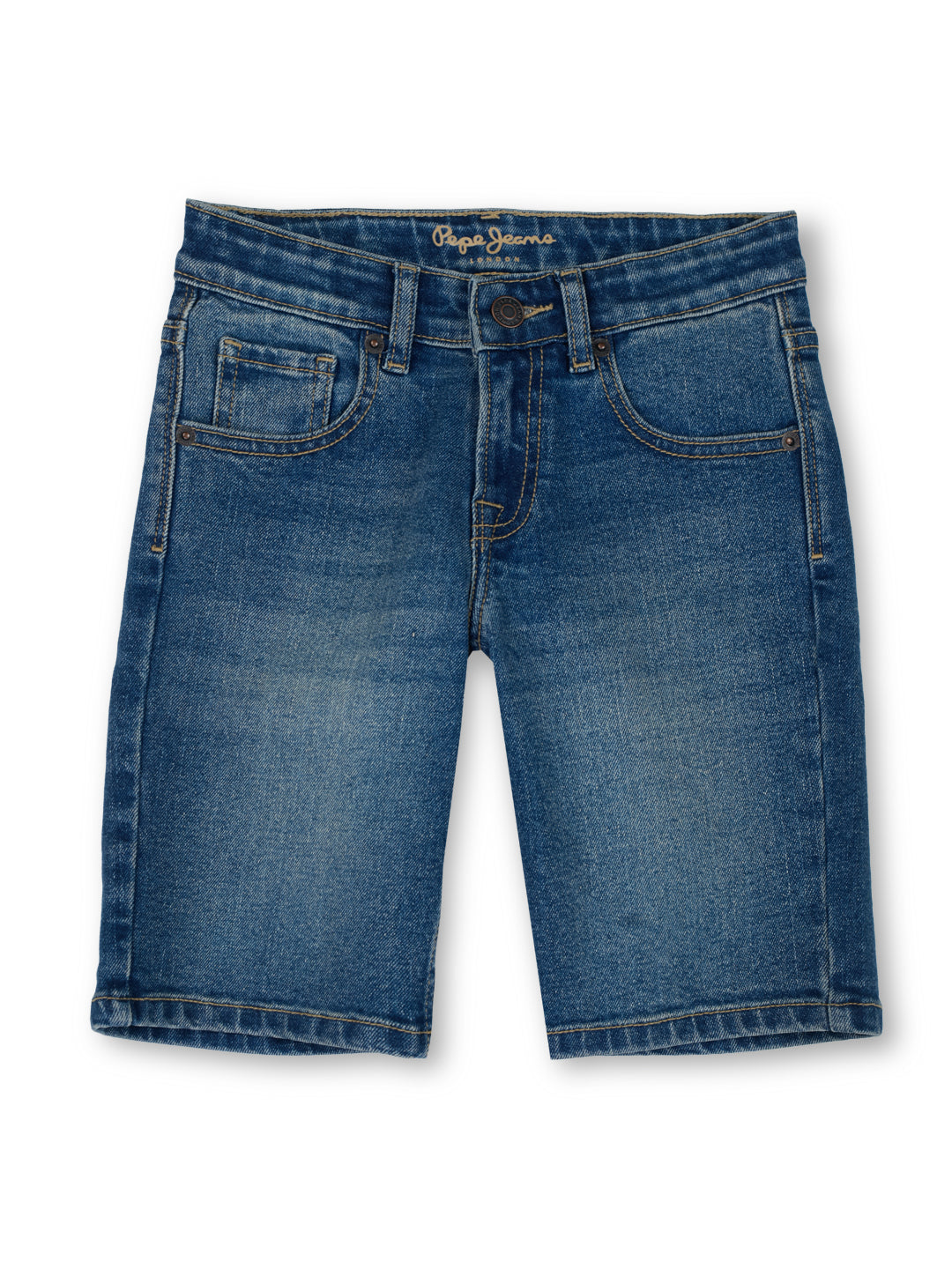 Boys Blue Medium Tint Stretch Slim Fit Denim Shorts
